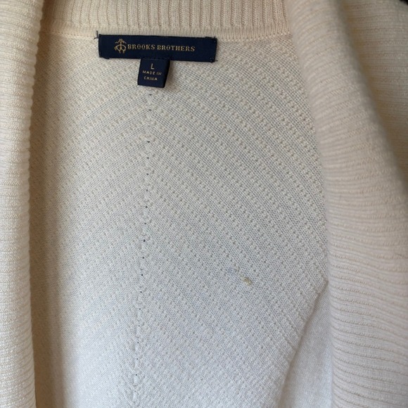 Brooks Brothers Cream Wool Shawl Cardigan Sweater Open Front - Large - Picture 8 of 8